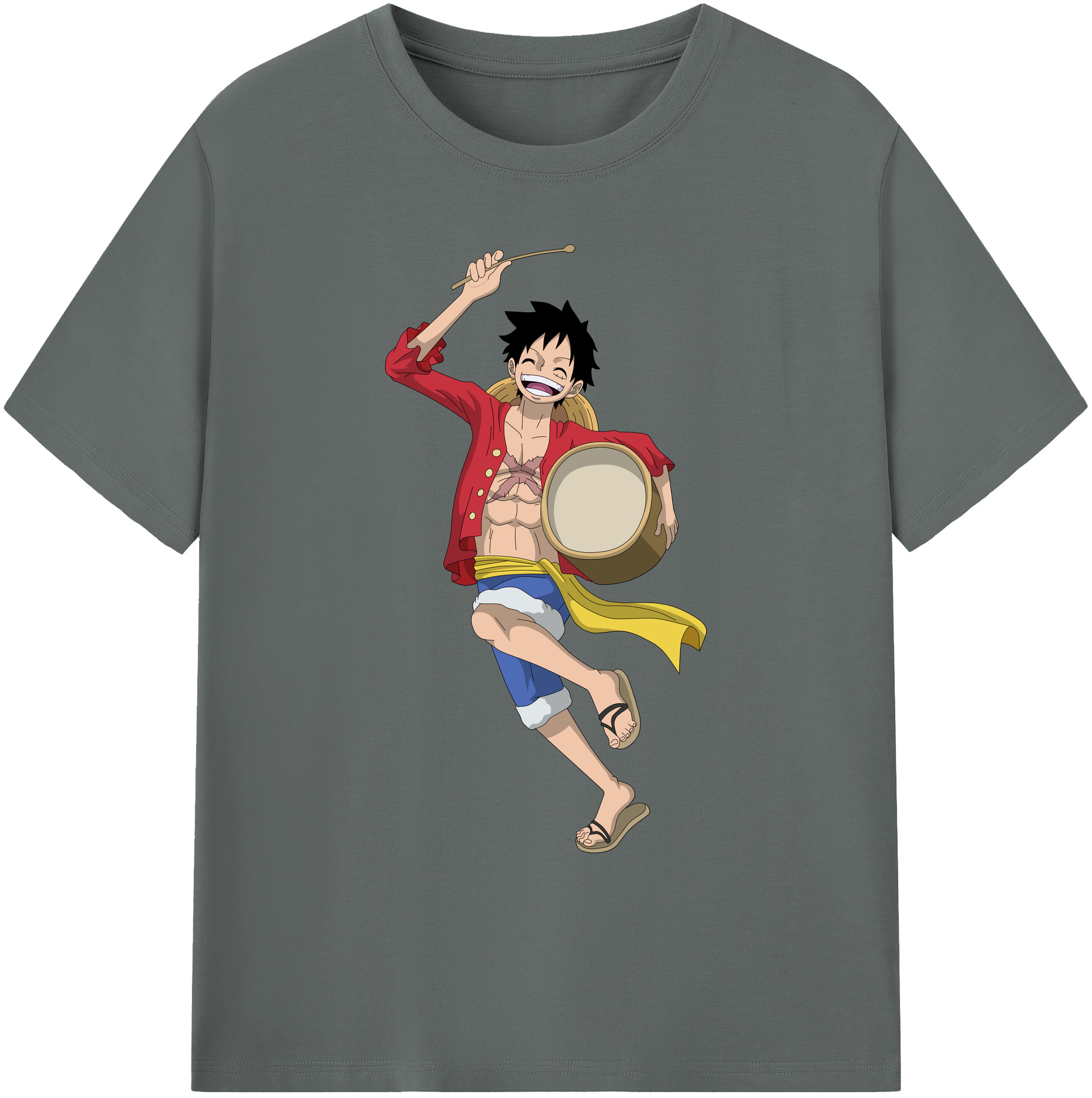 ワンピース モンキー・D・ルフィ ONE PIECE Monkey D. Luffy 綿100％ メンズ半袖Tシャツ｜肌触りやわらか＆通気性